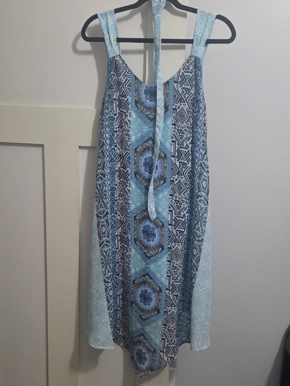 Allison Brittney Blue Patterned Midi Dress